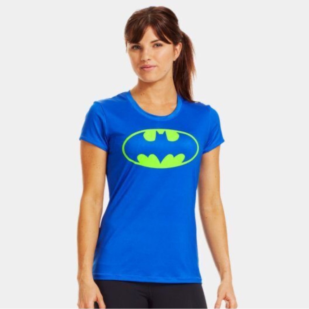 Under Armour Batman logo short sleeve fitted heatgear shirt women’s sz M